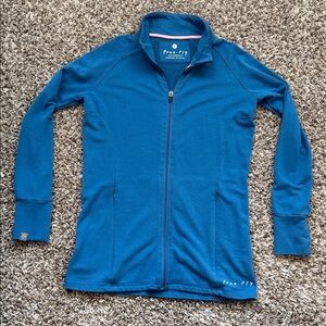 Free Fly Bamboo Jacket Womens Blue Microfleece Full Zip Thumbholes Size M